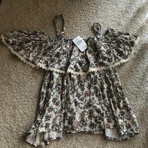 Abercrombie flowery tank top off the shoulder